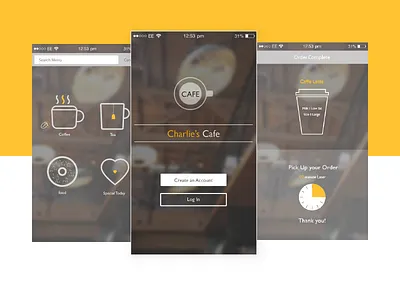 App for Charlie's Cafe app cafe charlies ios ui ux