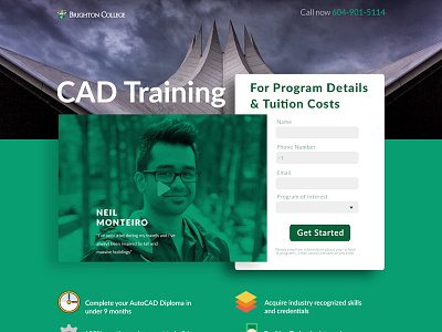 Landing Page form green icons landing page school ui vancouver video