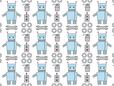 Robito Pattern blue design estmot flat oscar pattern robot society6