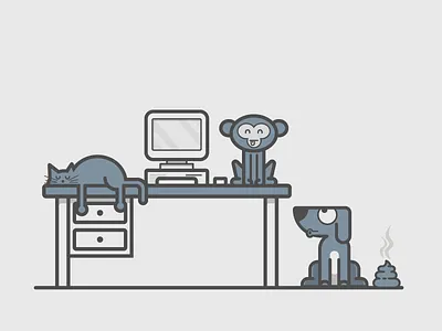 Cat, Monkey and Dog. cat dog monkey