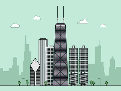 Chicago building design illustration ui