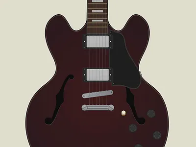 Gibson 335 guitar illustration music