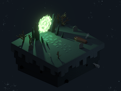 Low poly dark portal scene 3d 3d modeling blender dark isometric low poly magic model night portal