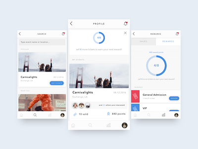 Ticket Sharing App app ios mobile social media ui ux web