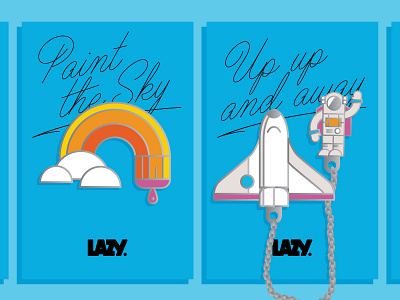 Lazy Pins astronaut clouds paintbrush pin pin game pins rainbow sky space shuttle swag