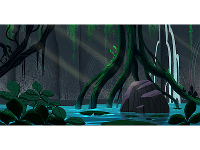 Lilly Pond animation bg art illustration