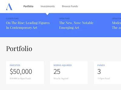 Art Investment Dashboard admin art art investment blue dashboard investment playfair display source sans pro