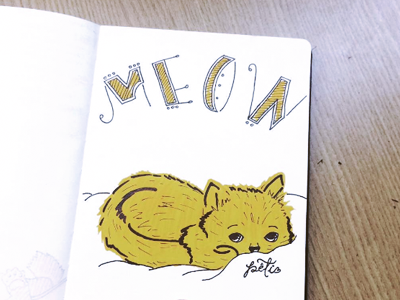 Meow! moleskine notebook sketch tombow