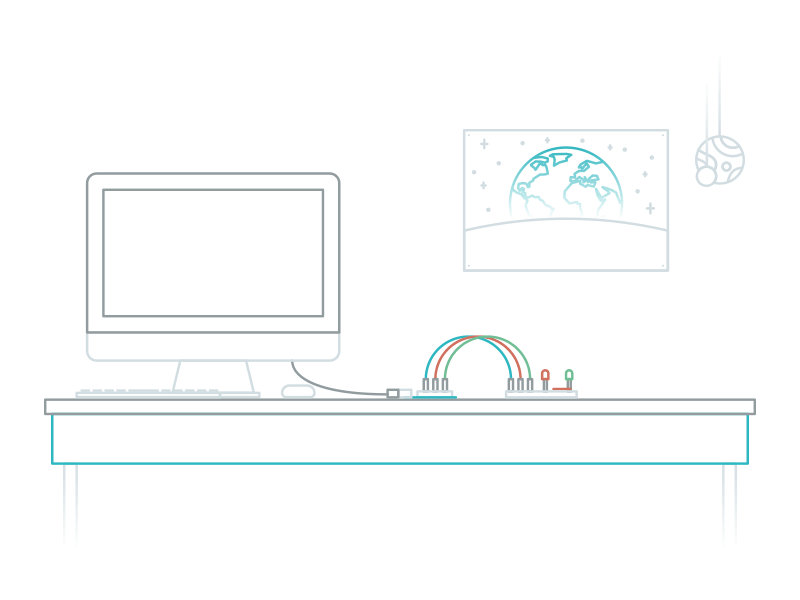 Some light hacking. arduino board computer desk gif illustration lights