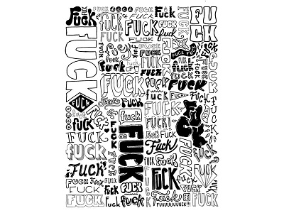 Lindsey Kugler FUCK Poster black and white black and white poster fuck poster hand lettering illustration lettering lindsey kugler fuck poster the single life the single life project typography