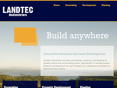 Landtec Industries Website blasting blue excavation orange property development wordpress