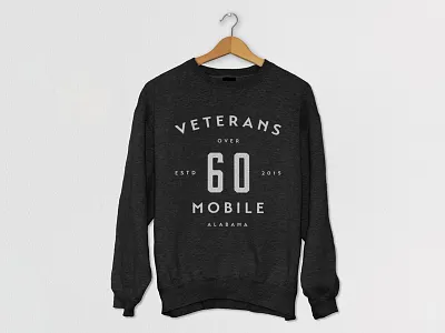 Vets over 60 (reversed) 60 alabama apparel badge lockup logo logotype typography veterans vintage