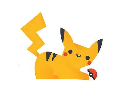 Pikachu black cute flat gradient illustration pikachu pokemon red vector yellow