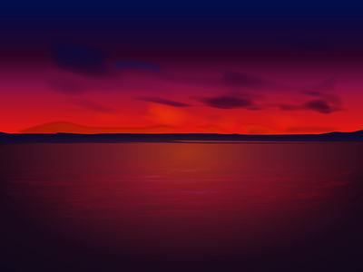 Ocean design graphic illustration landscape sun sunset vector