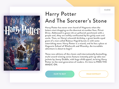 Book Card (modal) book ecommerce harry potter interface modal popup site ui ux web design window