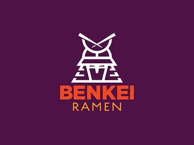 Benkei Ramen Logo benkei helmet legend noodles ramen samurai warrior