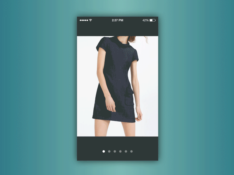 Zara iOS Pagination for DailyUI 085. arden hanna bay area for hire freelance mockup pagination prototype scroll swipe left zara