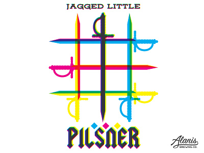Jagged Little Pilsner Beer Branding beer branding brewery cmyk german illustration label logo music overlay packaging sword