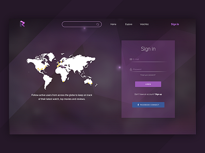 Rattle - Sign Up cinema design login movies registeration sign in sign up ui web website