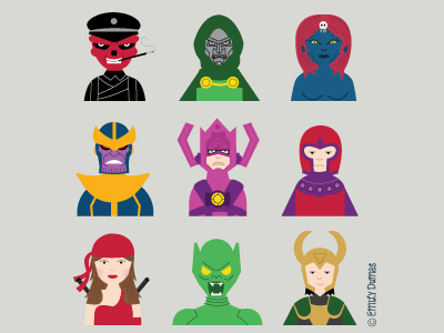 Villains comics doom galactus illustration illustrator loki magneto red skull super heroes vector