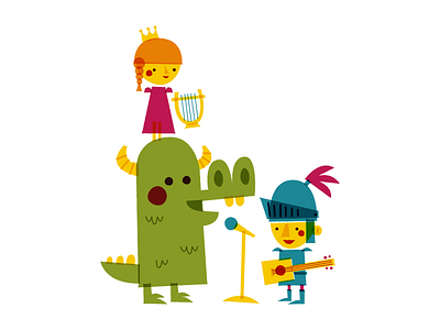 Fairytale Music Band band dragon fairytale guitar harp illustration illustrator knight lyre microphone music princess