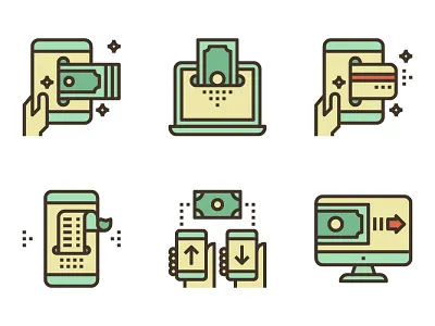 Online Money Transfer app cash e bill icon mobile money online payment receive send transfer web