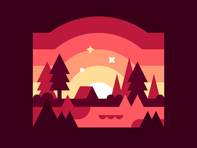 Camping at Sunrise abstract camping illustration landscape sunrise