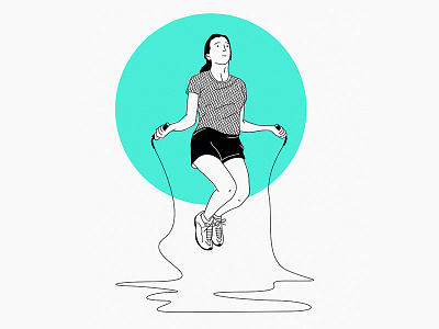 Skipping Girl drawing flat girl illustration skipping