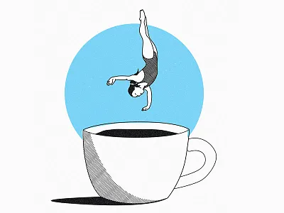 Saturday Morning Feels coffee diving drawing flat illustration vector