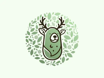 Mother Reindeer dream horn illustration leaf moon mother night reindeer sleep star vector