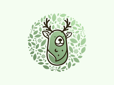 Mother Reindeer dream horn illustration leaf moon mother night reindeer sleep star vector