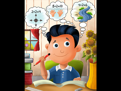 Too busy in calculation avatars caricature character illustration children book illustration comic book concept art digital illustration game assets illustration mathematics