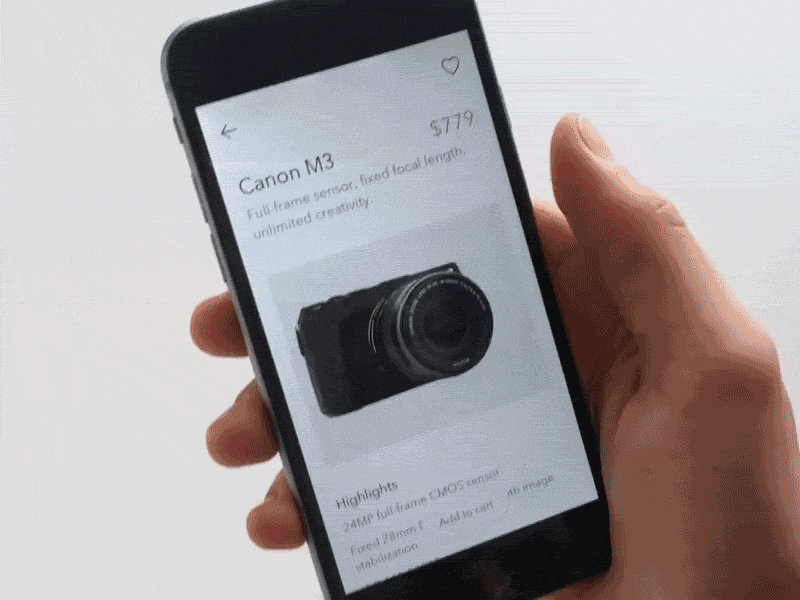 Product View Interaction accelerometer app camera framer ios mobile product prototype ui ux zoom