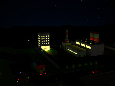 Tetrislandia #4 3d cars cubic dark factory lowpoly night sky tetris tetrislandia wip