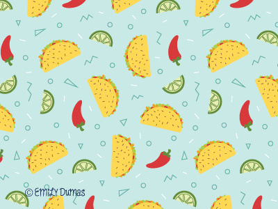 Taco Pattern illustration illustrator lime pattern pepper repeat pattern surface design taco vector