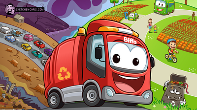 Biffa Illustration biffa book cartoon character design design illustration recycling truck