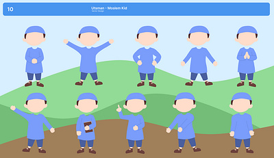 Utsman - Moslem Kids activity blue cartoon expression gestures graphic design icon illustration kids moslem ramadhan sticker