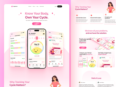 Sagitarius - Ovulation Period Website apps store calendar empowering family fertility health landingpage lifestyle ovulation pink pink website planning pregnancy product marketing tracker uiux website web website website woman women