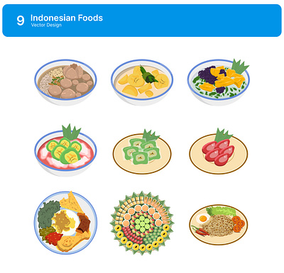 Indonesian Foods - Vector Collection delicious design drink eat foods graphic design illustration indonesia indonesian foods market meat ball noodles ramadhan ui vector