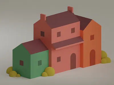 3d house 🌞 3d 3dart 3dblender 3dmodel blender blender3d design graphic design home house illustration lowpoly ui web