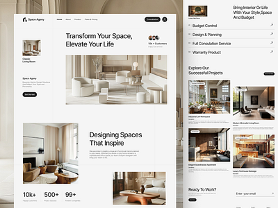 Space Agency - Interior Design Landing Page agency bold clean company furniture home page interior agency interior architecture interior design landing page minimalist minimalist interior ui ui ux website design