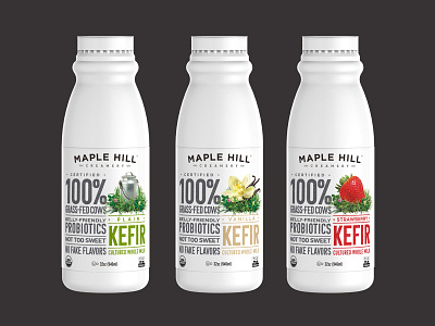 Maple Hill Creamery: Kefir Packaging clean dairy food grass fed kefir organic packaging type typography