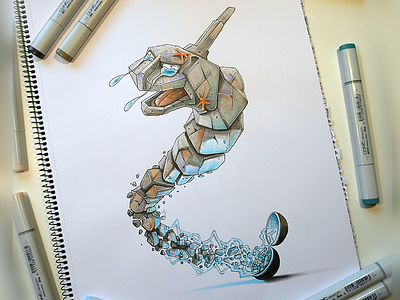 Hard time for Onix copic game design markers nintendo onix pikachu pokemon pokemon go video game