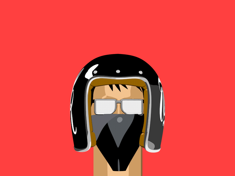 Motorcycle Rider Flat 3D Test 1 2d 3d c4d character animation cinema flat flat animation motion design motion graphics motorcycle helmet