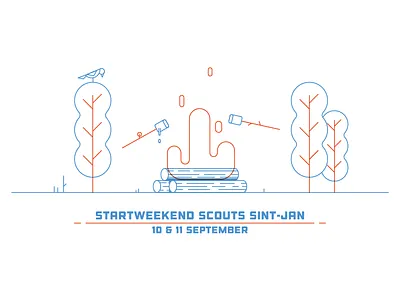 Invinte Startweekend Scouting Sint-Jan bird camp campfire fire marshmallow tree wood