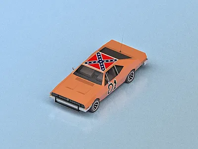 The General Lee (isometric) 3d 80s car cgi dodge charger general lee isometric low poly the dukes of hazzard tv show