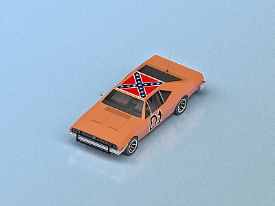 The General Lee (isometric) 3d 80s car cgi dodge charger general lee isometric low poly the dukes of hazzard tv show