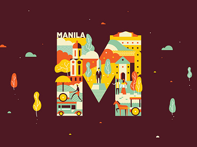 Manila Dribbble Meetup city colorful dribbble flat illustration manila nature poster