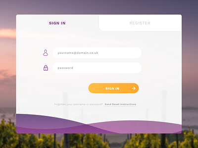 Login UI button element input login orange purple tab ui