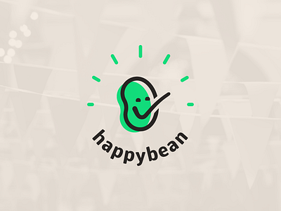 Happybean bean bright check event green happy logo mark organize smile